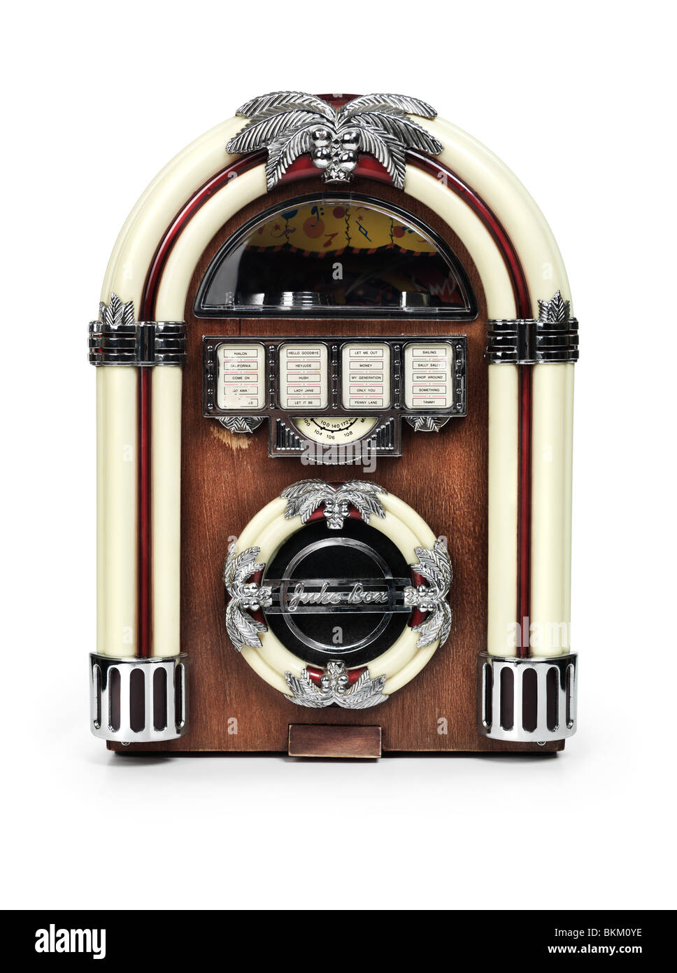 Retro juke box radio isolated on white background with clipping path Stock Photo