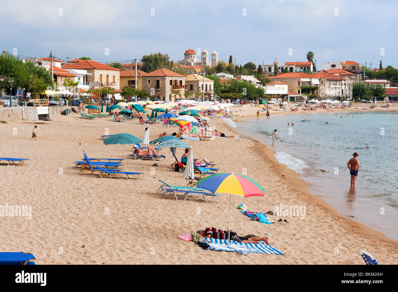 Beach in Stoupa at the Peloponnese Greece Stock Photo