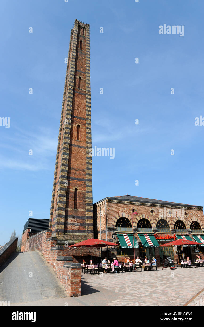 Tall brick chimney stack from a regenerated carpet factories in Kidderminster Worcestershire England UK Stock Photo