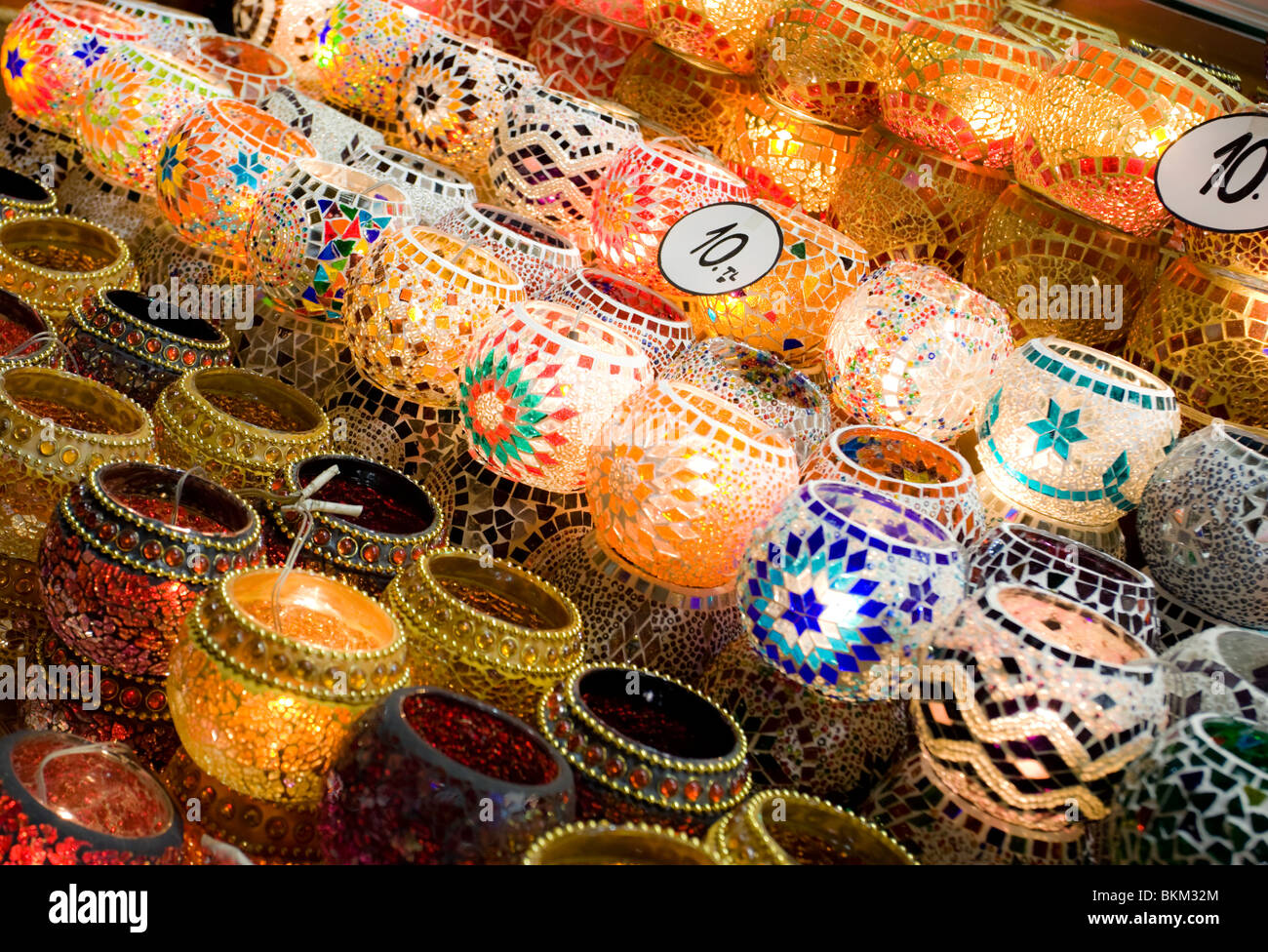 Lamps on sale at the Egyptian Bazaar in Istanbul Stock Photo