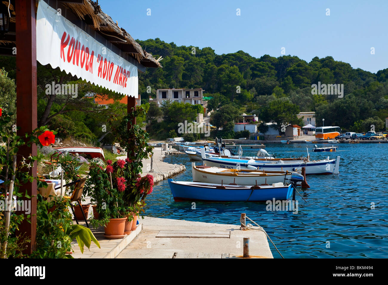 Croatia, National Park of Mjet, Pomena Harbour Stock Photo
