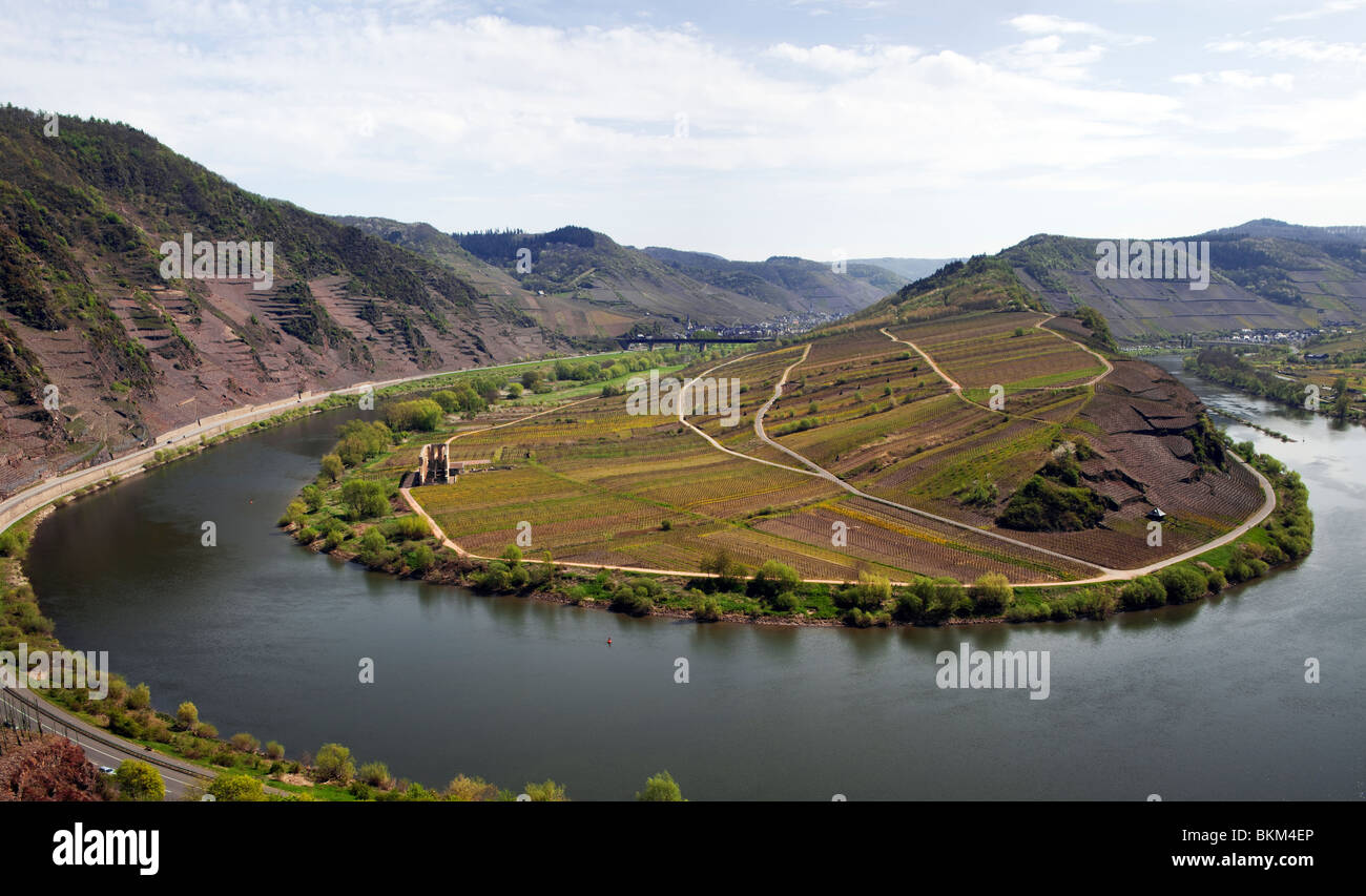 Bow of the Mosel river near Bremm Stock Photo
