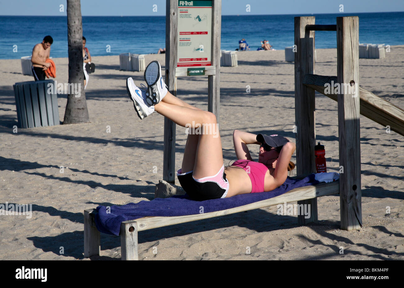 Female at Fort Lauderdale;Florida;USA; by the Beach "FitTrail" Fitness
