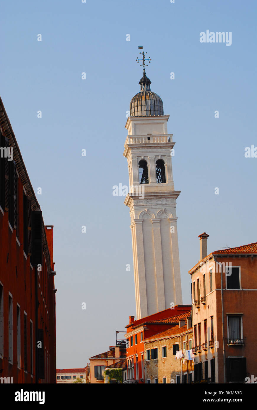 Leaning tower of San Giorgio de Greci church in Venice, Italy Stock Photo