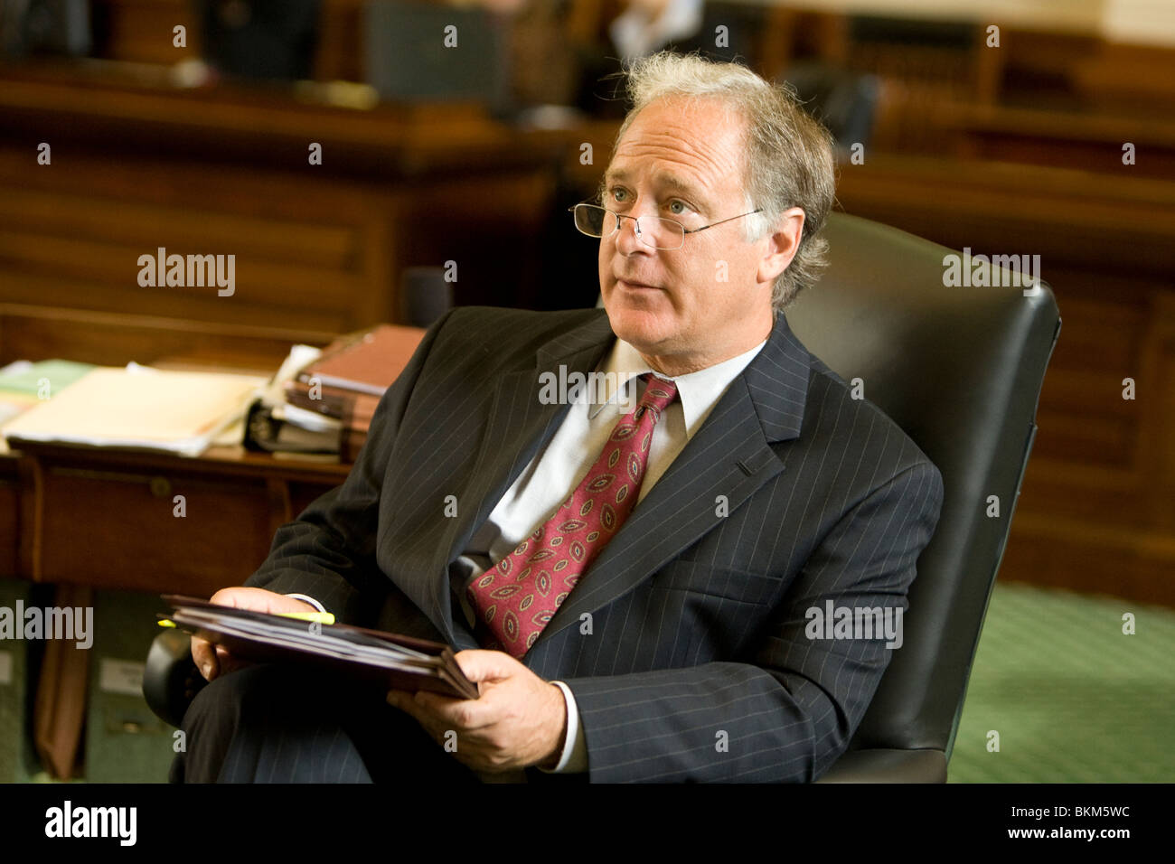 Texas State Senator Kirk Watson listens to speaker in the Senate chamber during 2009 legislative session in Austin, Texas, USA Stock Photo