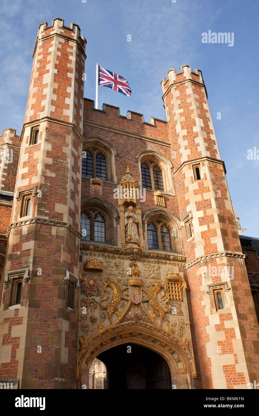 The entrance to St. John's College in the University campus of Cambridge in the United Kingdom Stock Photo