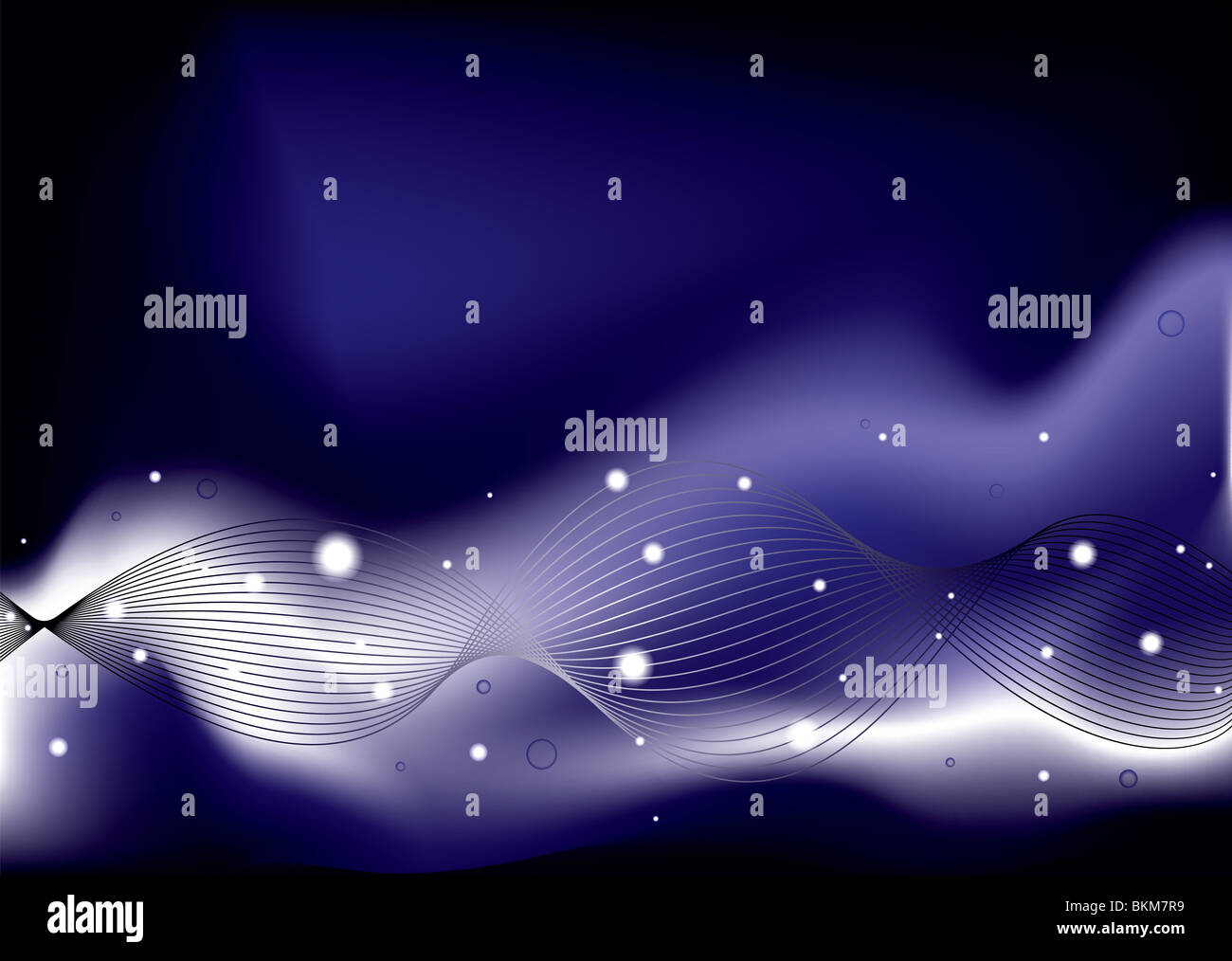 Abstract blue wave background with glowing white orbs Stock Photo - Alamy