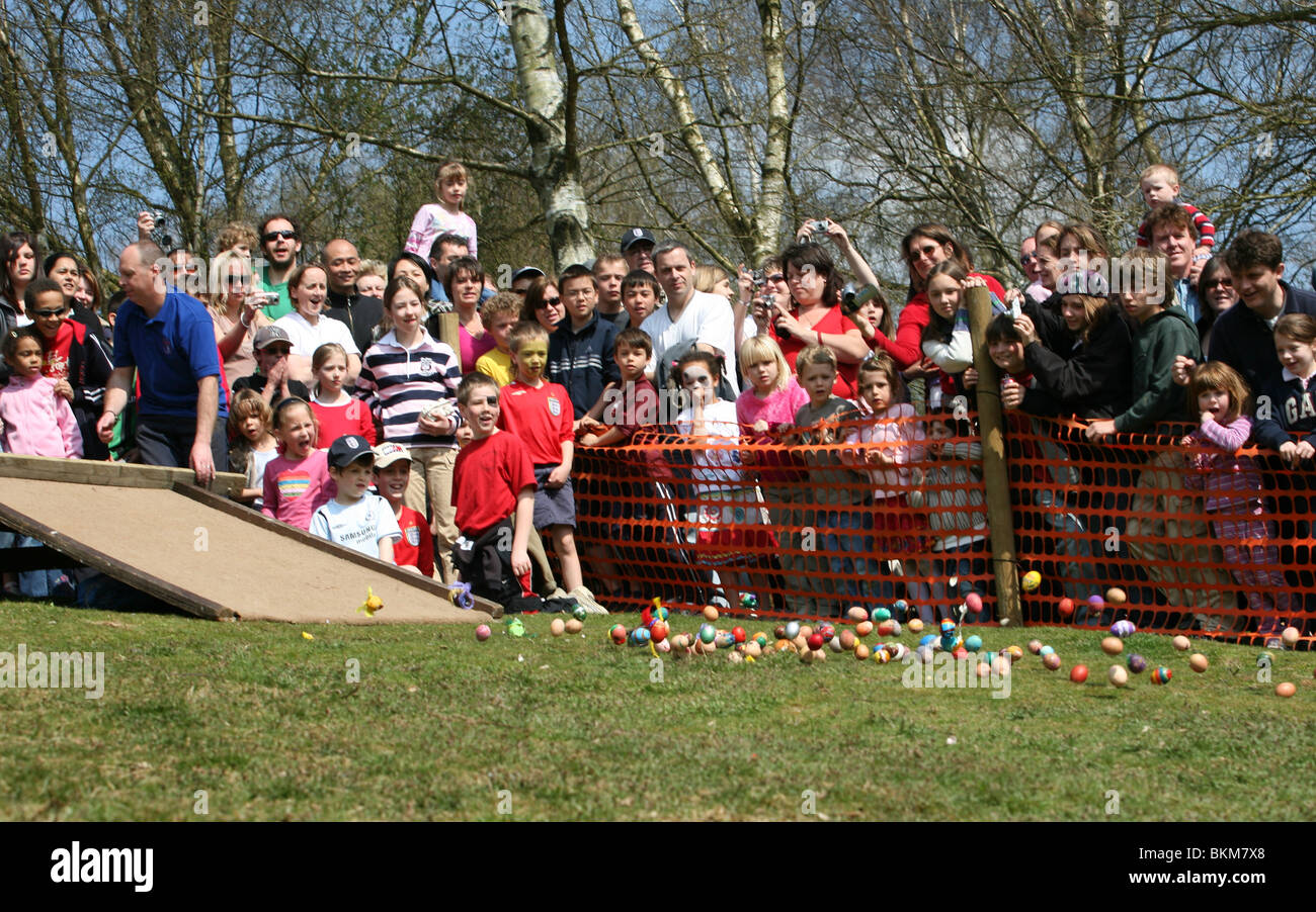 Easter egg rolling derby just outside Oxford England UK Stock Photo Alamy