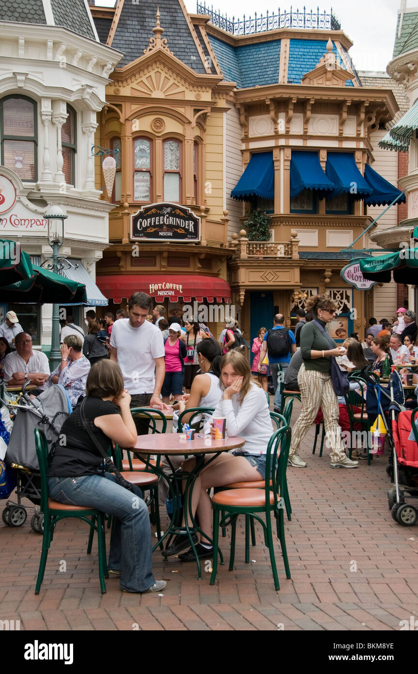 Paris, France, Crowd Tourists Disneyland Paris, Sharing drinks