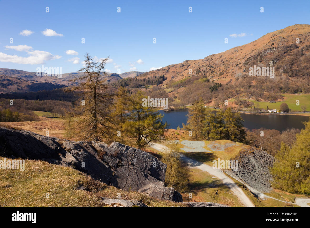 Rydal, Cumbria, England, UK, Britain. Scenic view of Rydal Water from above Loughrigg Terrace in the Lake District National Park Stock Photo