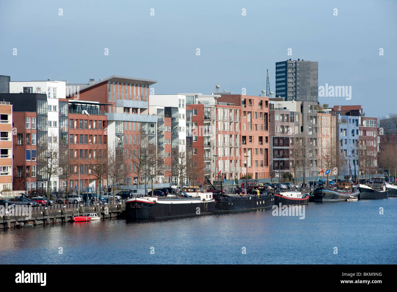 Modern apartment buildings in Java Island district of Amsterdam The Netherlands Stock Photo