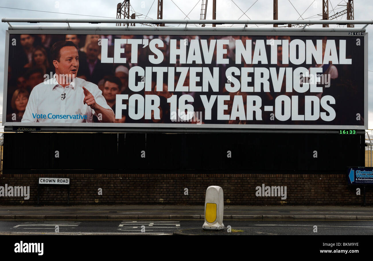 Conservation Billboard General Election 2010 Lets Have National Citizen Service For All 16 Year Olds Stock Photo