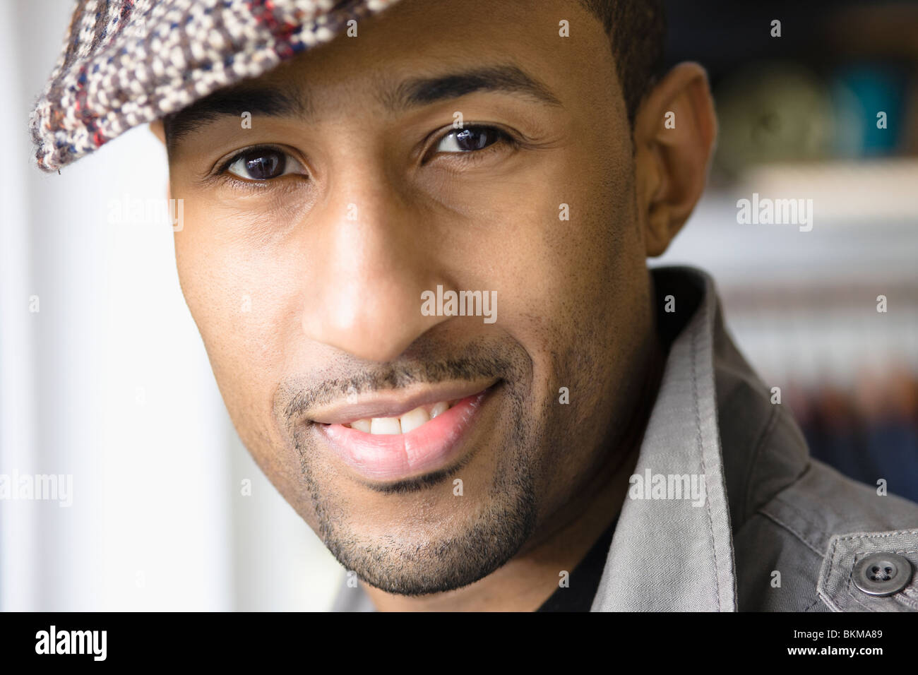 African American man wearing cap Stock Photo Alamy