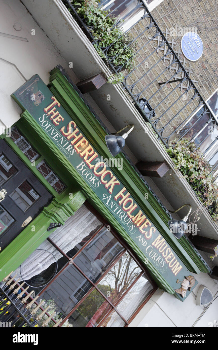 Extreme angled aspect of the front facade of The Sherlock Holmes Museum