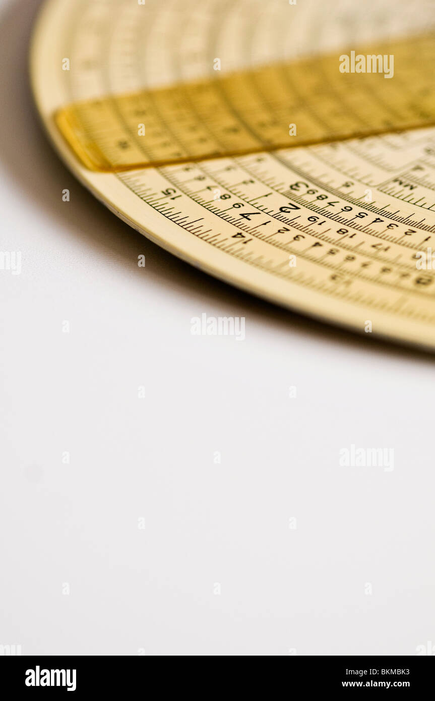 Concentric Binary Measuring Slide Ruler on white background. Stock Photo