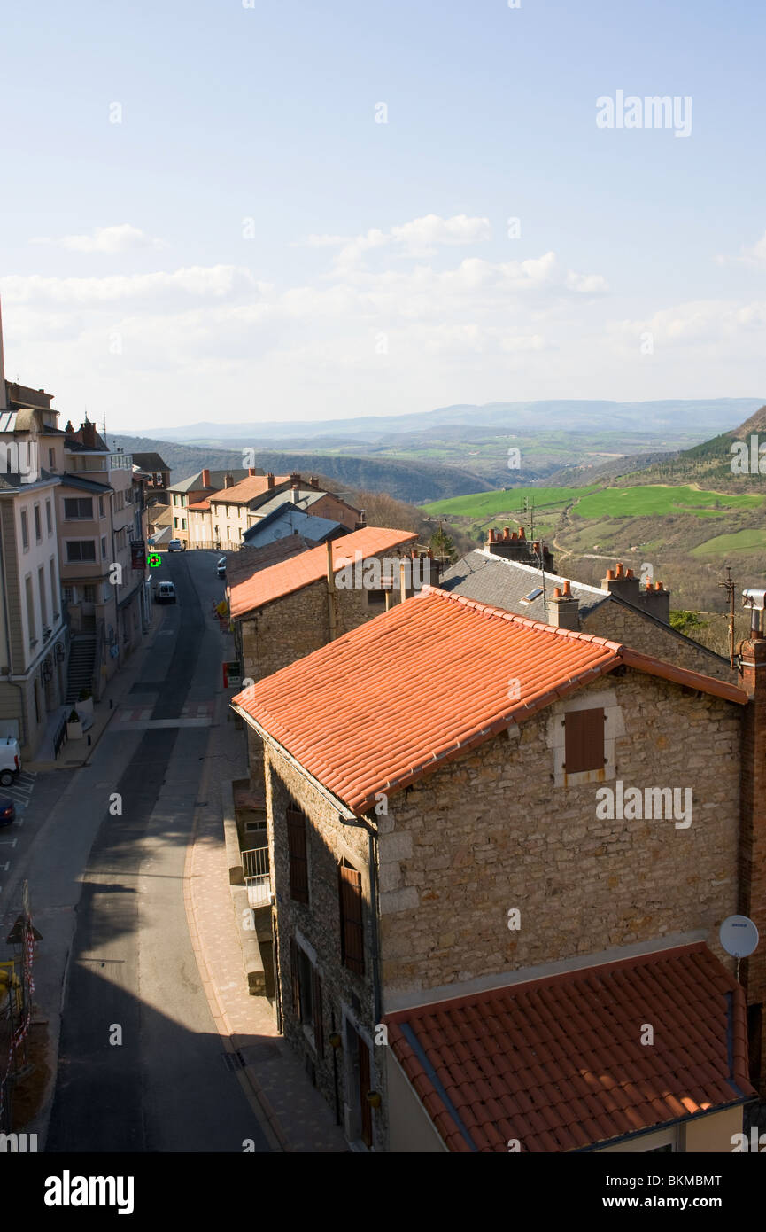 Roguefort On Rooftops The Red Tiled Rooftops of Roquefort-sur-Soulzon with Limestone ...