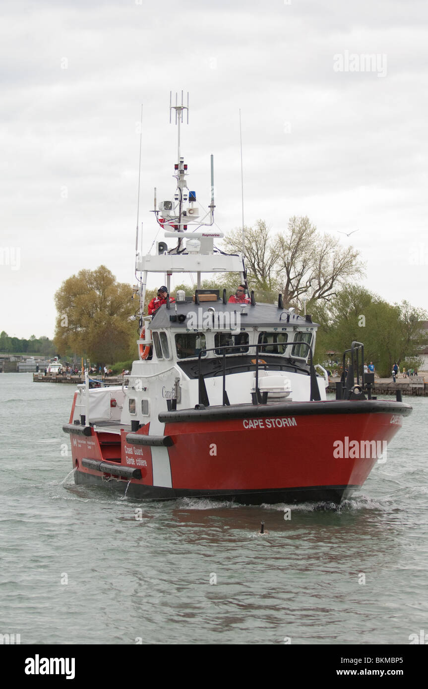 A Canada coast Guard rescue vessel patrols the harbour in Port