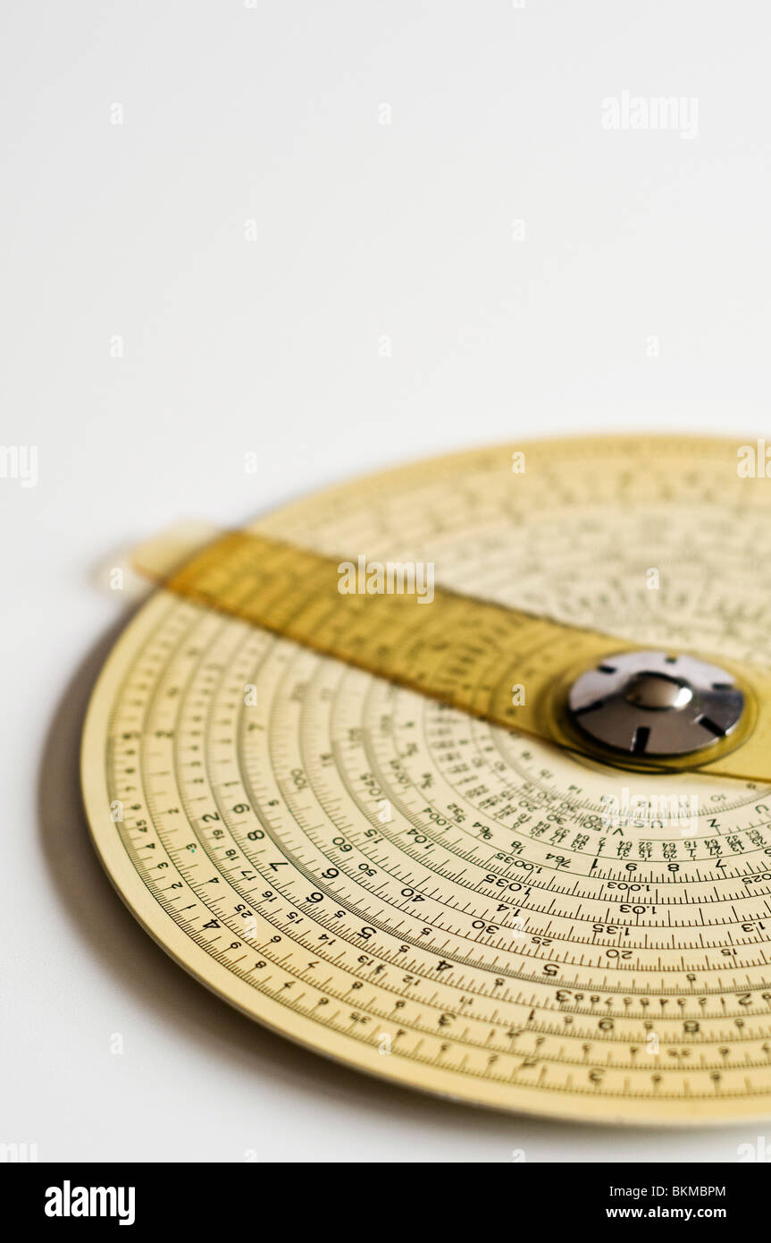 Concentric Binary Measuring Slide Ruler on white background. Stock Photo