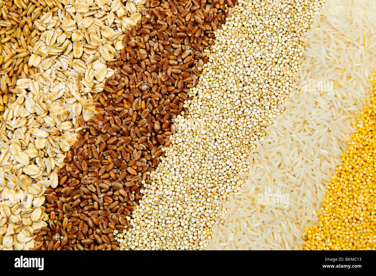 Background of different kinds of grains close up Stock Photo