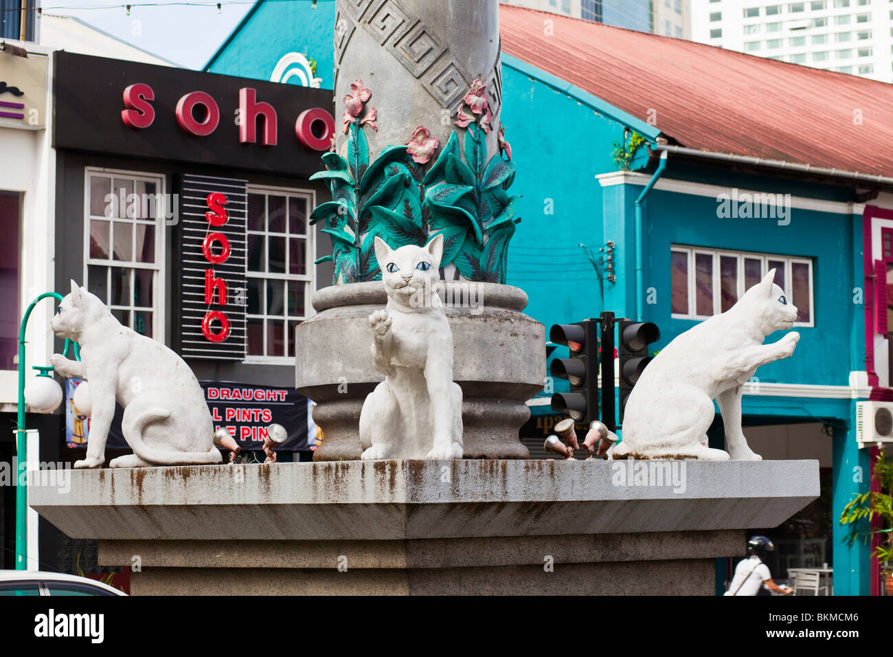 Cats monument roundabout on Jalan Padungan. Kuching, Sarawak, Borneo, Malaysia. Stock Photo