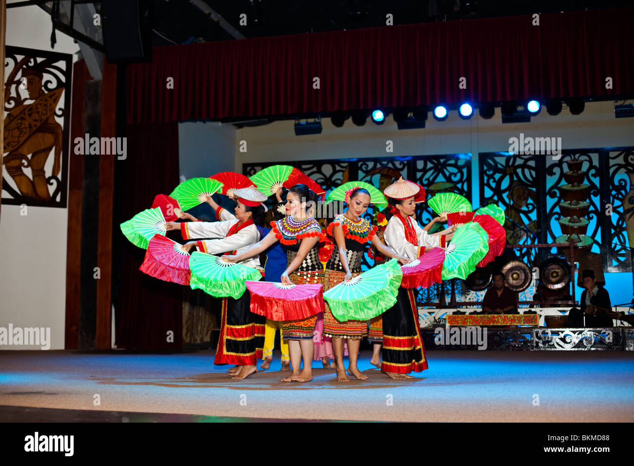 Traditional dance performance at the Sarawak Cultural Village, Damai Beach. Kuching, Sarawak, Borneo, Malaysia. Stock Photo