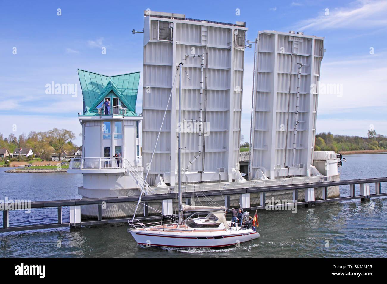 balance bridge at Kappeln, Baltic Sea Fjord Schlei, Schleswig-Holstein, Northern Germany Stock Photo