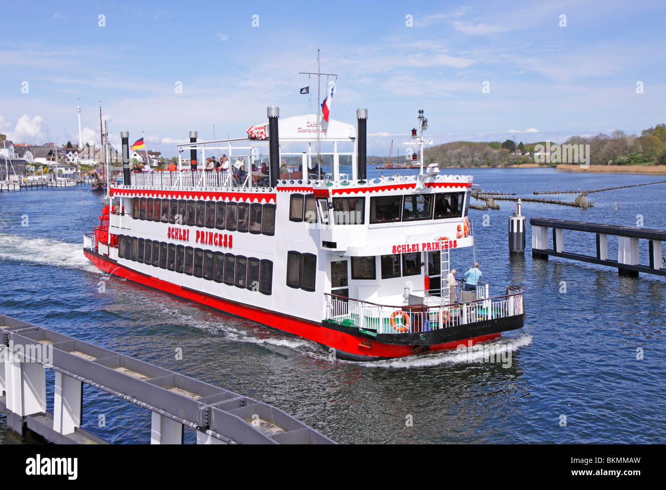 paddle-steamer Schlei Princess at Kappeln, Baltic Sea Fjord Schlei, Schleswig-Holstein, Northern Germany Stock Photo