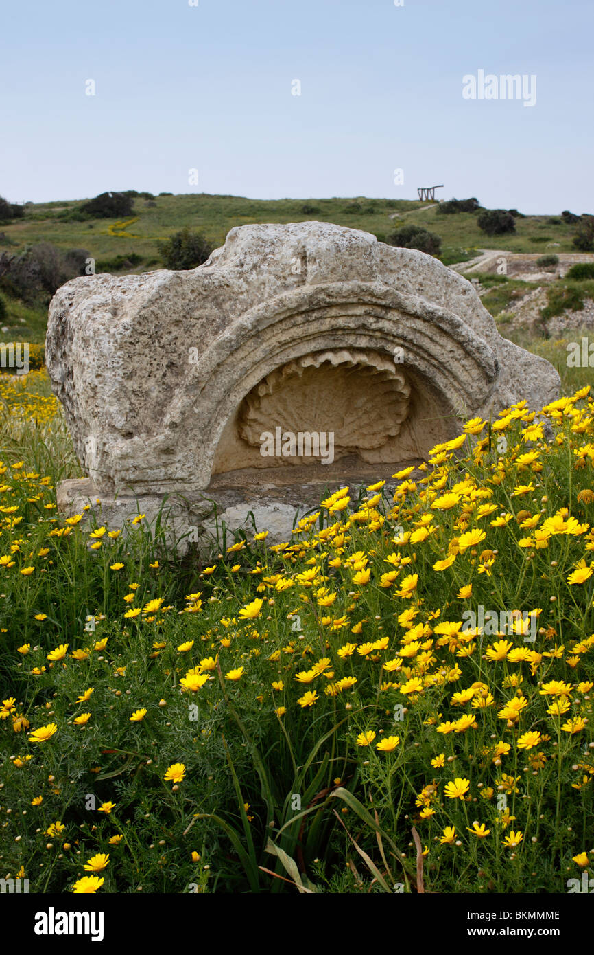 AN ANCIENT SINK WITHIN THE RUINS OF KOURION ON THE ISLAND OF CYPRUS. Stock Photo