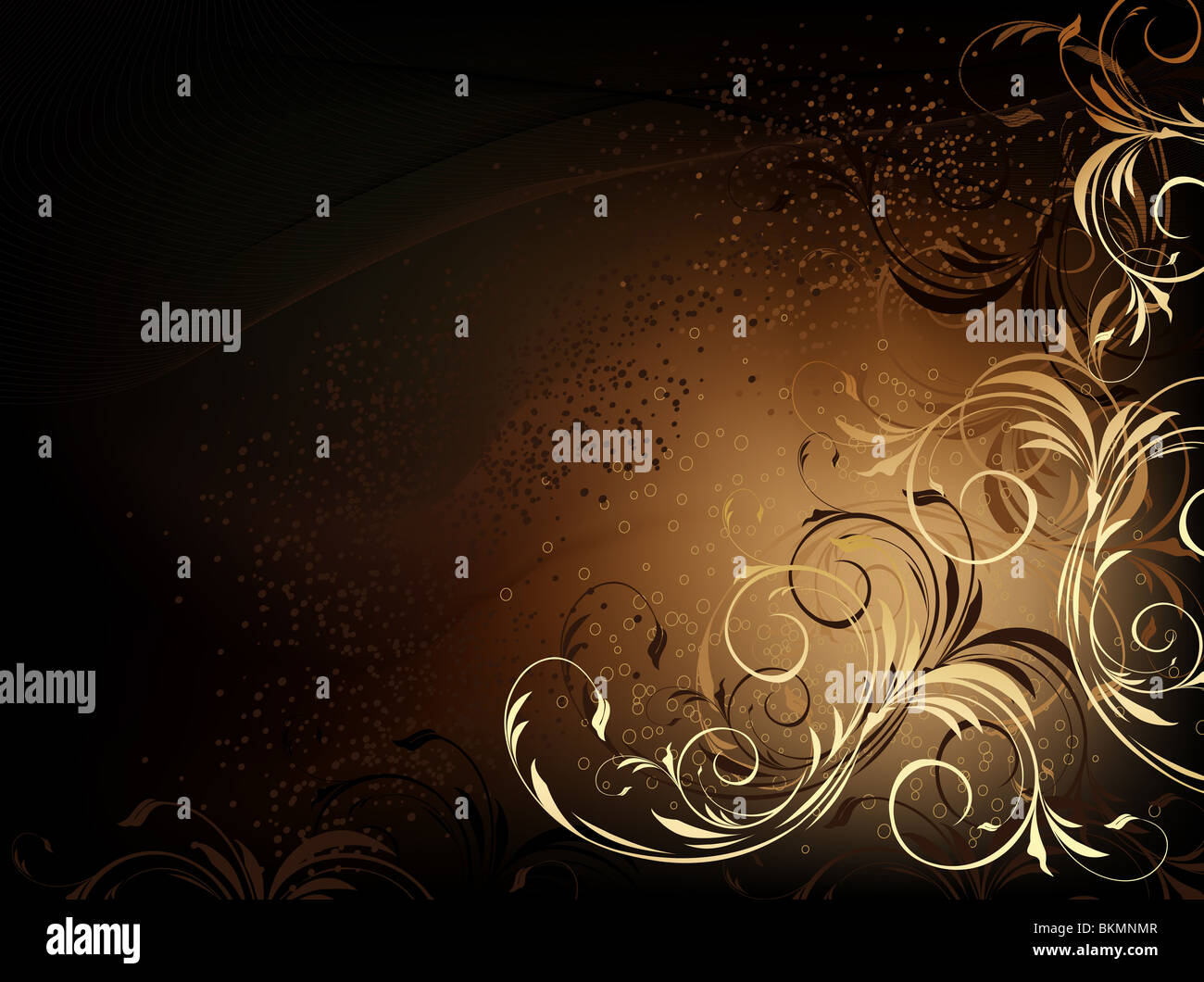 Vector black and gold floral background with pattern Stock Photo - Alamy