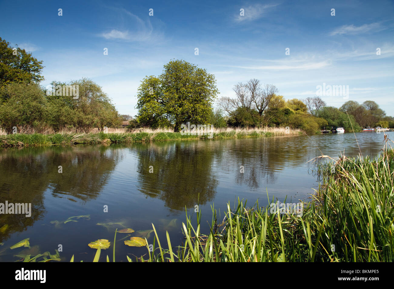 The River Ouse The Meadows Near Houghton Village In Cambridgeshire, East Anglia England The United Kingdom UK Stock Photo