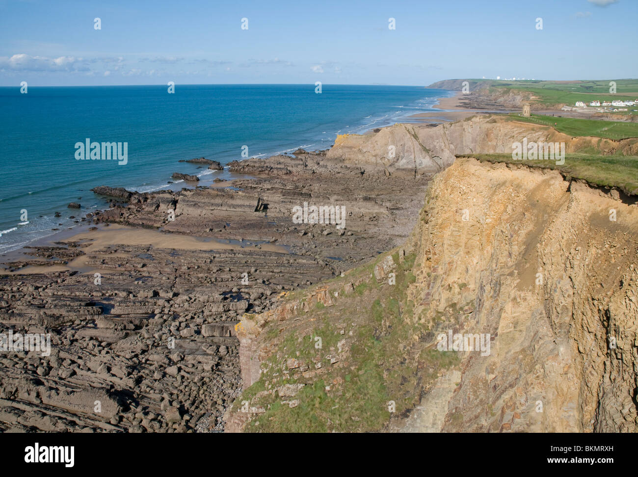 Impressive rocky coastline near Bude in North Cornwall Stock Photo