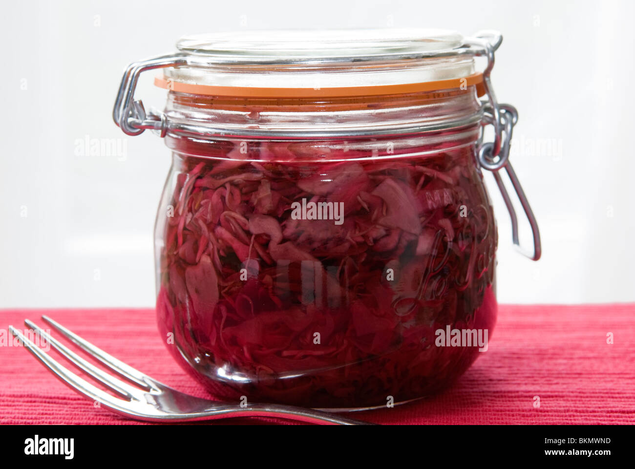 A jar of homemade pickled red cabbage Stock Photo Alamy