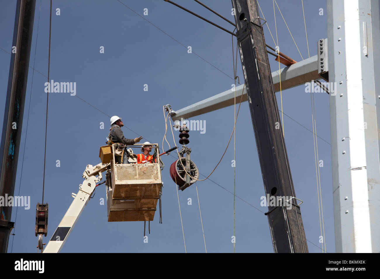 Construction of High Voltage Power Line Stock Photo Alamy