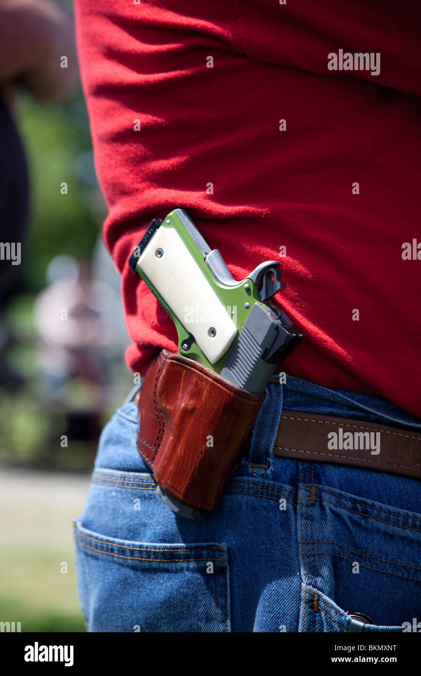 Pro-gun activists openly carry firearms in a pro-gun rally Stock Photo