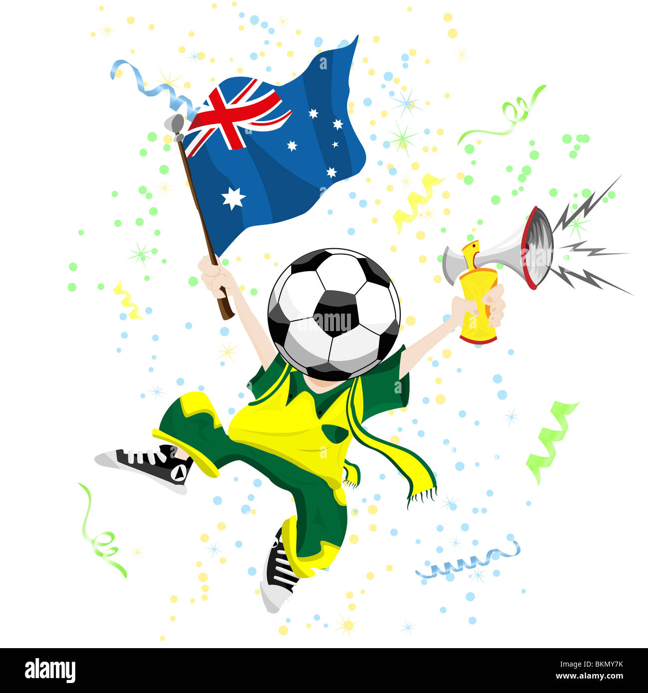 Australia Soccer Fan with Ball Head Stock Photo Alamy