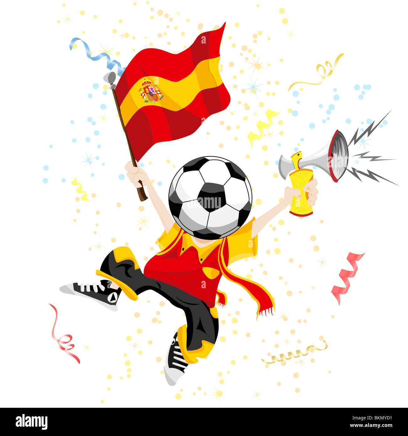 Spain Soccer Fan with Ball Head Stock Photo Alamy