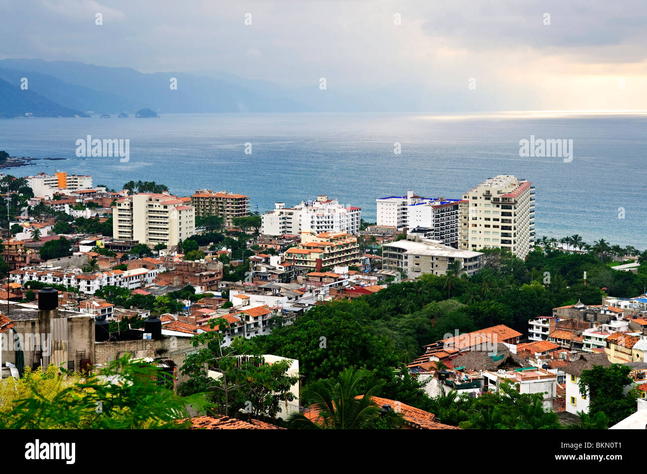 Cityscape view from above with Pacific ocean in Puerto Vallarta, Mexico Stock Photo