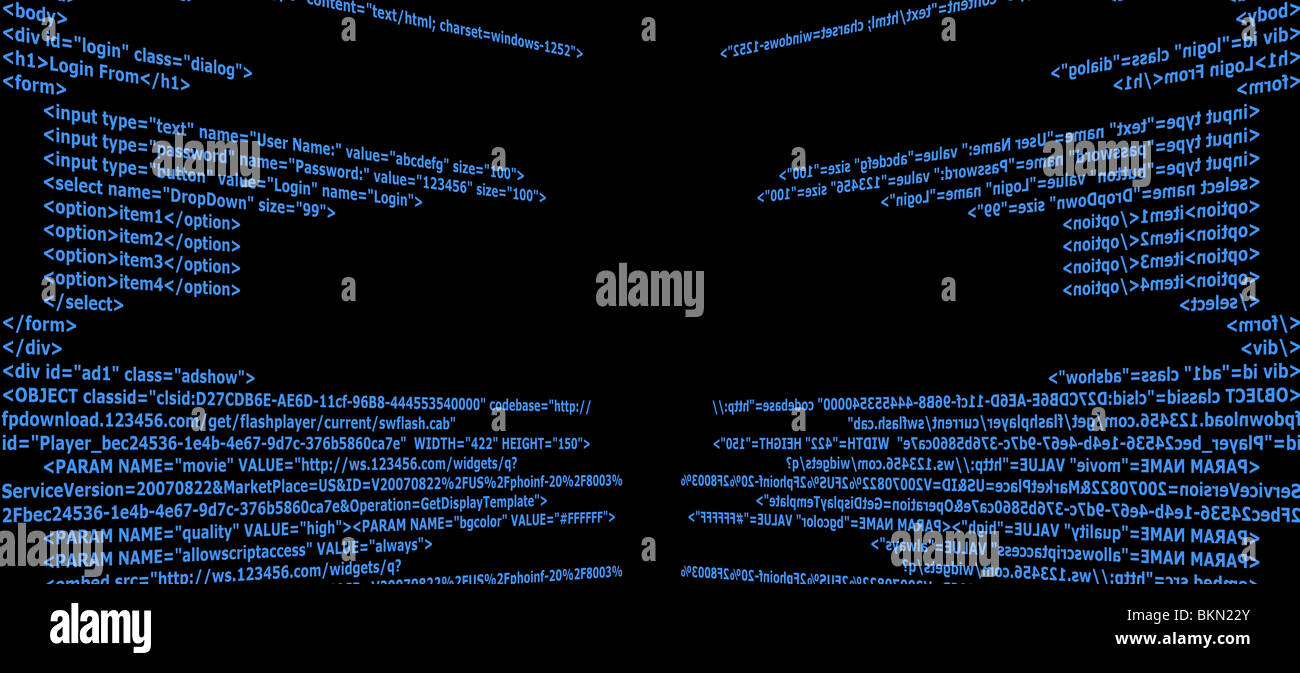 Blue Html code background Stock Photo - Alamy