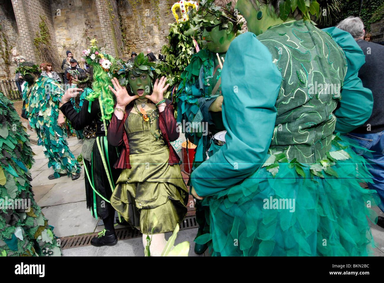 Dancing & acting at Jack in green festival Hastings Sussex  England Stock Photo