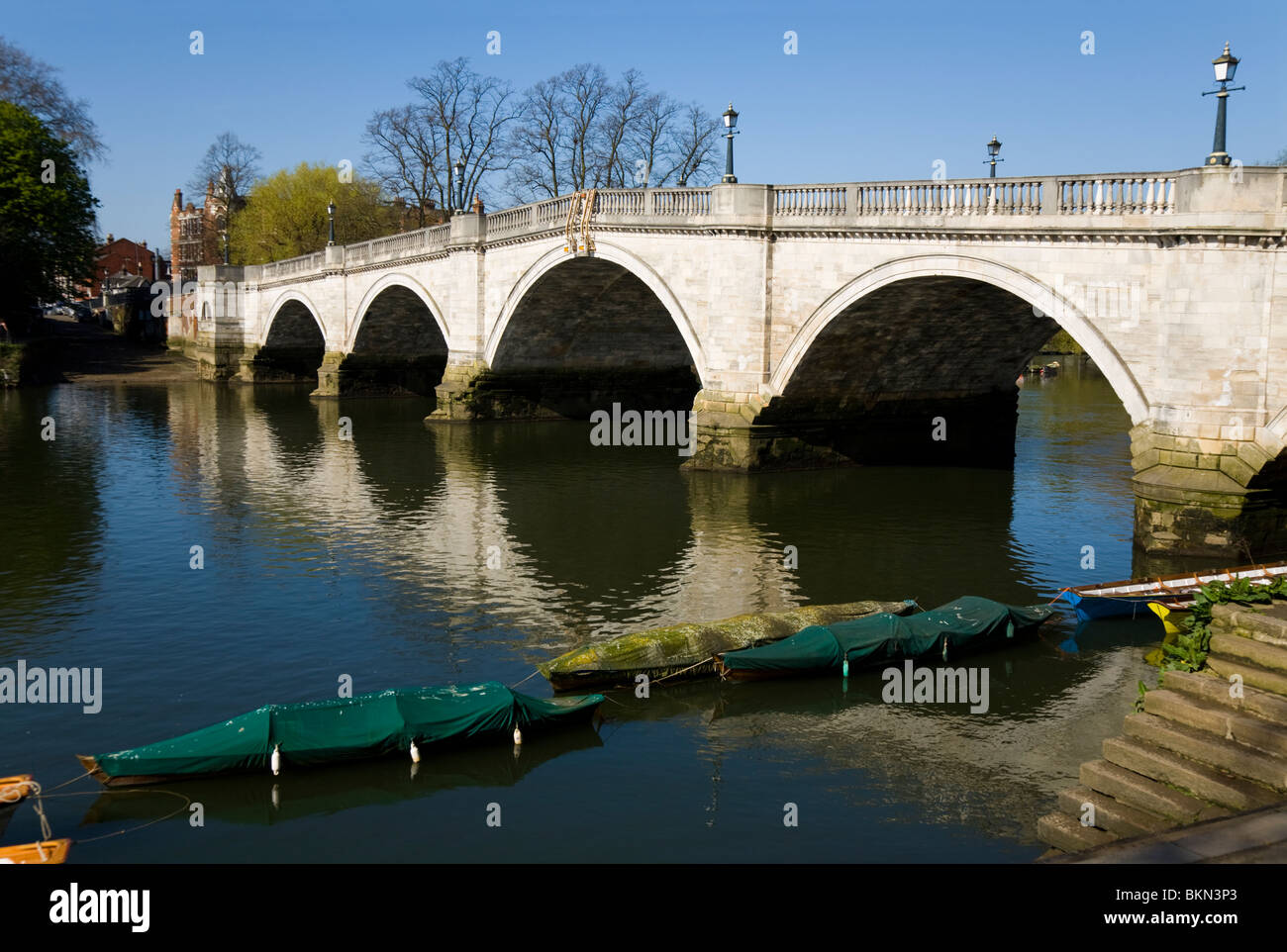 Richmond Bridge at Richmond upon Thames, Surrey. UK. Stock Photo