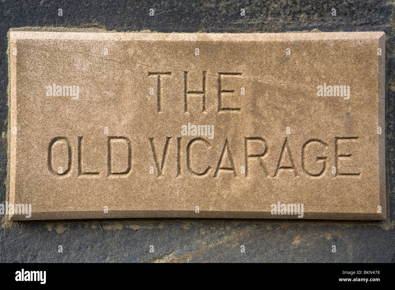 A sign marks the Old Vicarage in Alnwick, Northumberland, England Stock ...