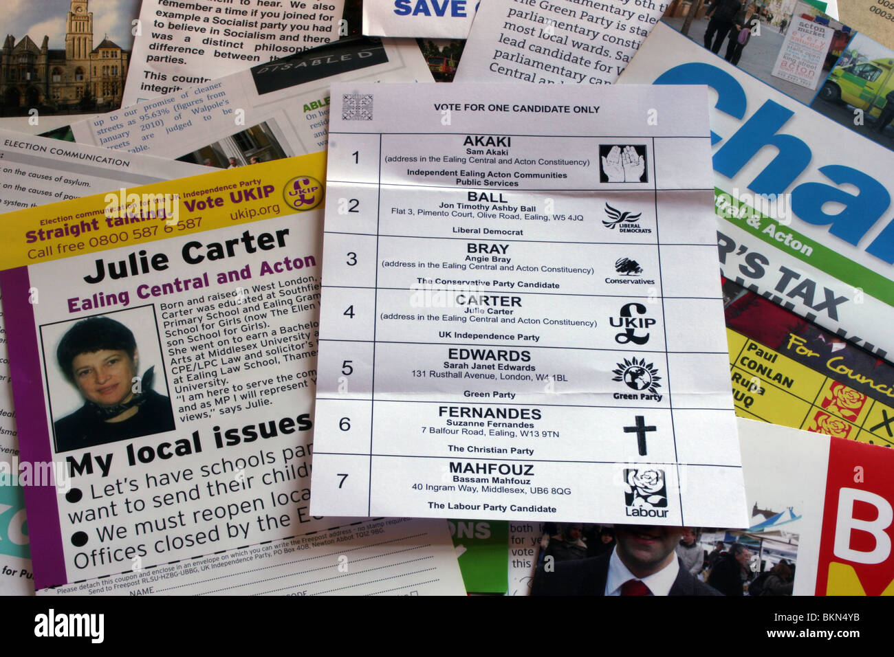 Postal voting form for the UK 2010 election Stock Photo Alamy
