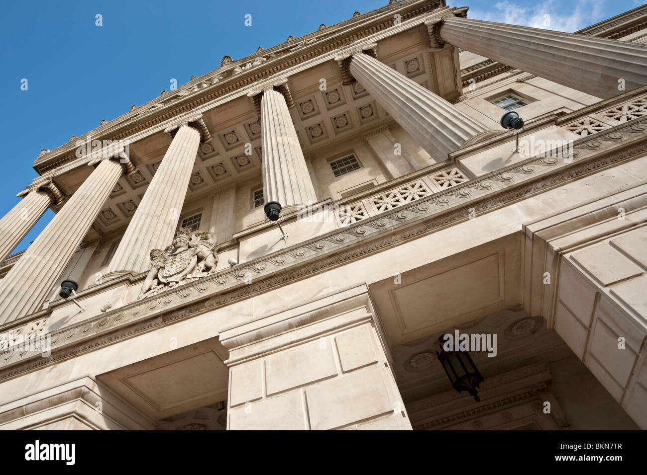 The classically styled facade of Stormont in Belfast, County Down, Northern Ireland Stock Photo