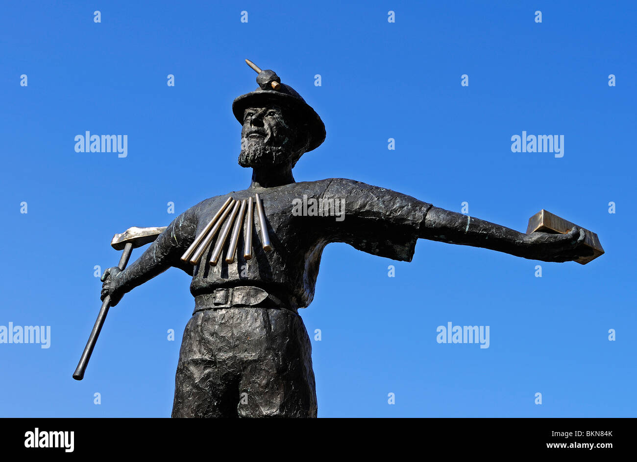 a statue of  a ' tin miner ' in redruth, cornwall, uk Stock Photo