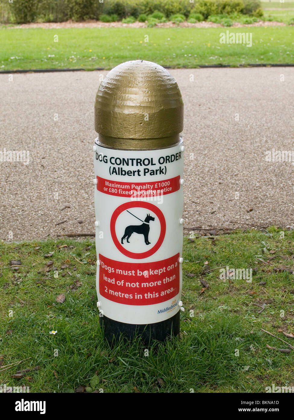 Dog Control Order Notice showing where dogs must be on a lead not more