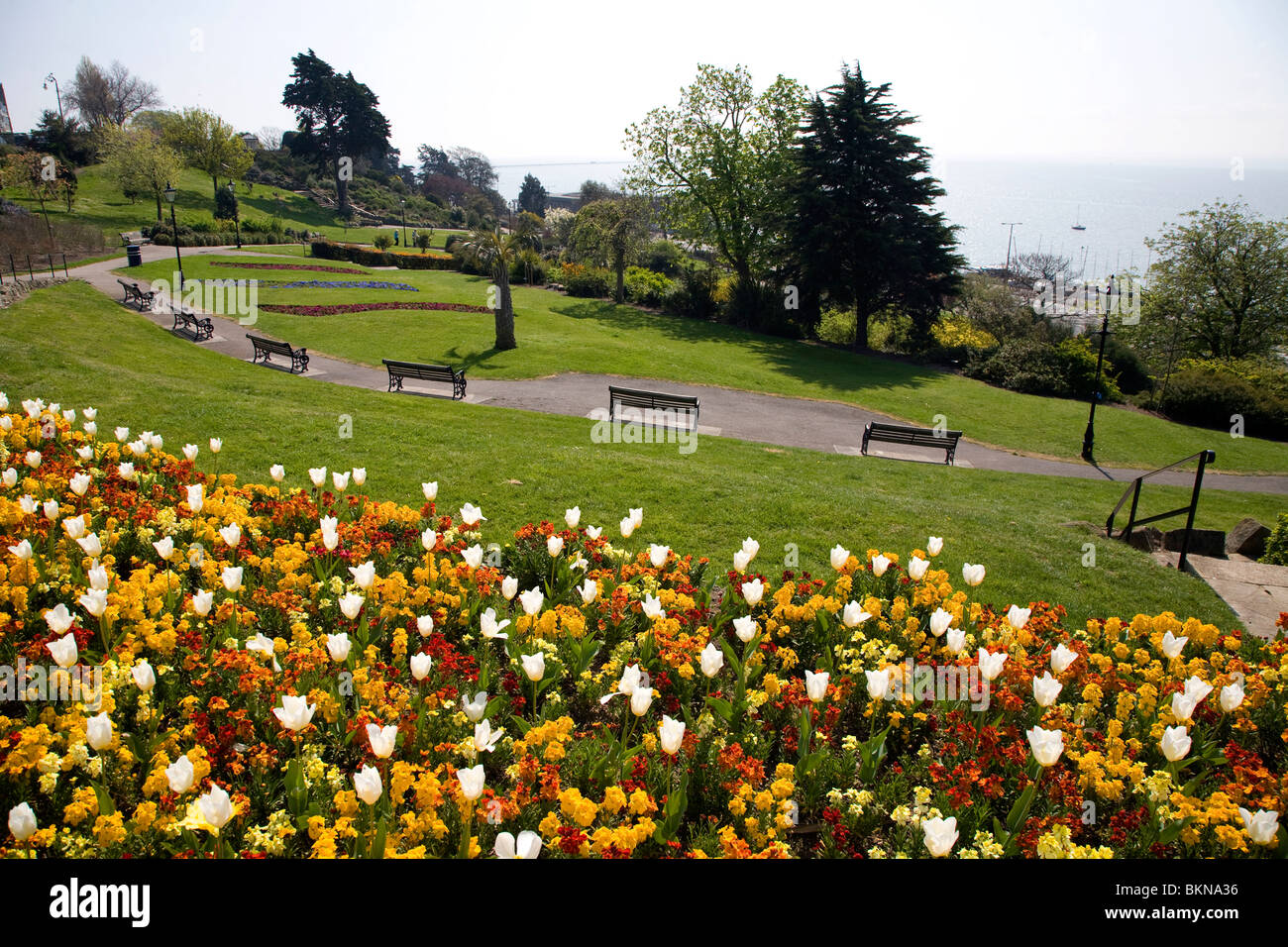 Flower beds on Cliff Gardens, Southend, Essex Stock Photo Alamy