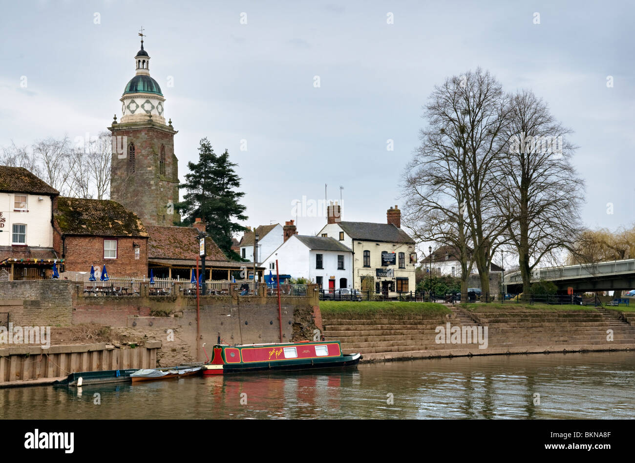 The river Severn and the Pepperpot church tower, now used as a heritage