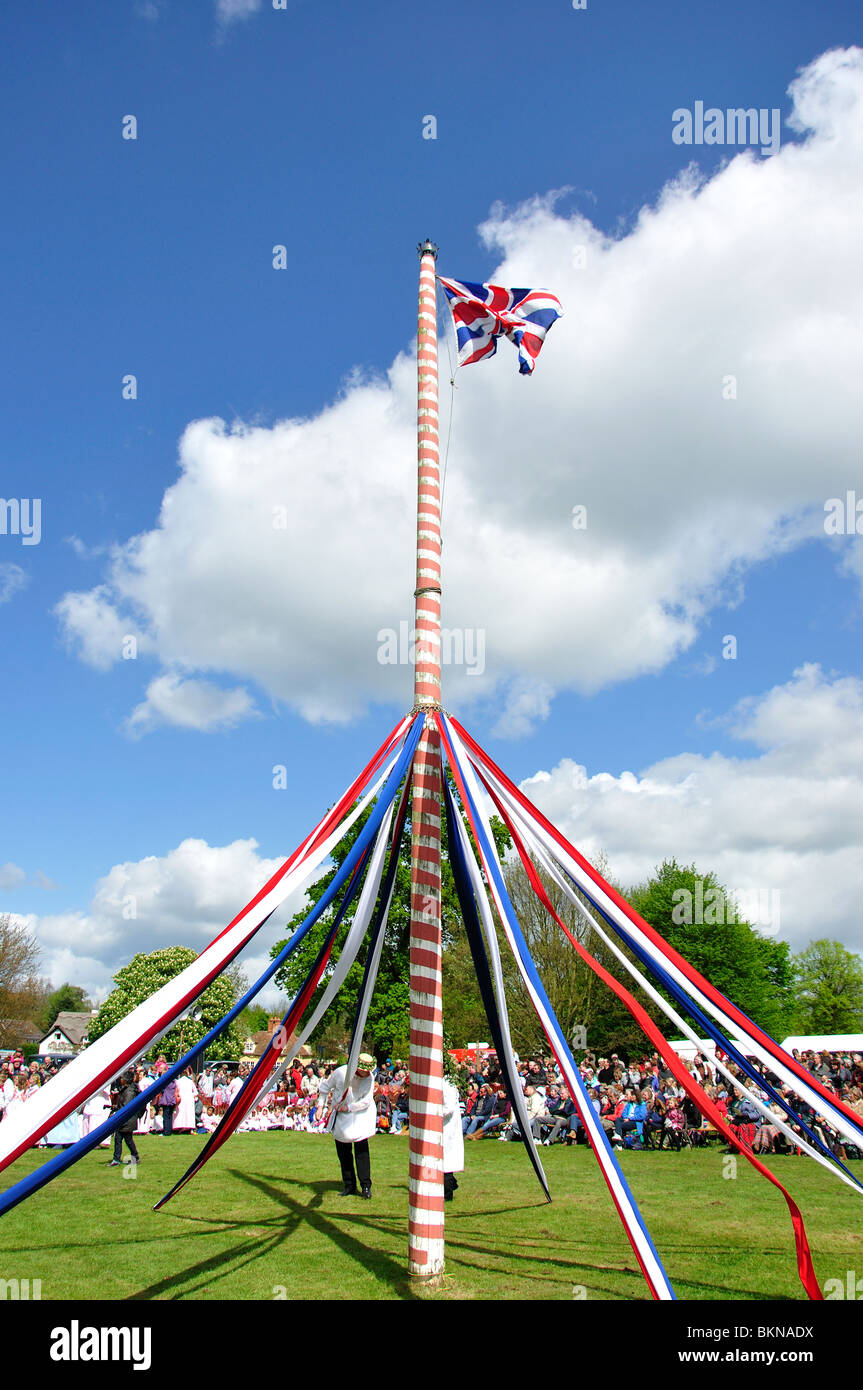 The Maypole, The Ickwell May Day Festival, Ickwell Green, Ickwell Stock