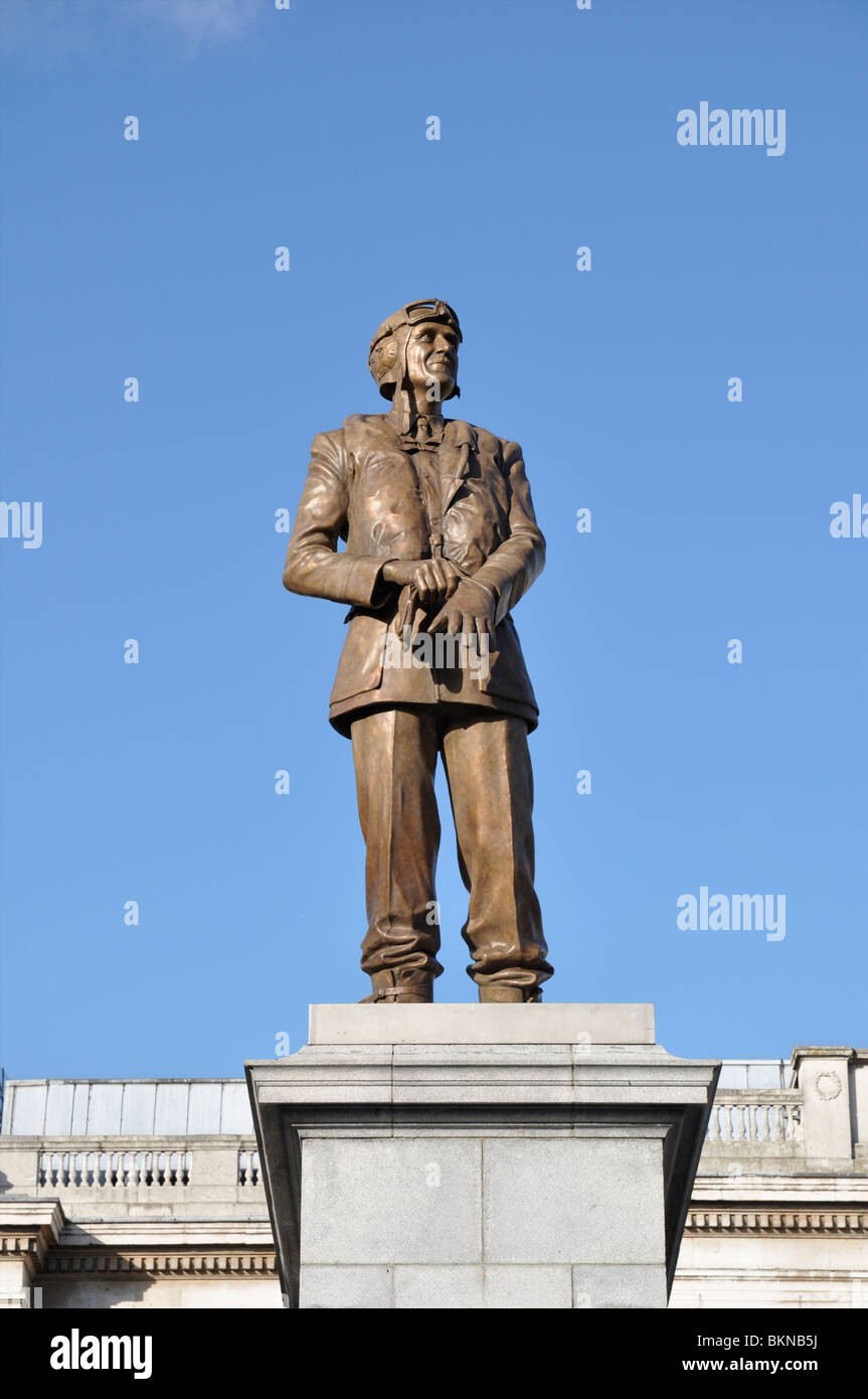 Statue of Air Chief Marshal Sir Keith Park (on the fourth plinth), Trafalgar Square, London, England, UK Stock Photo