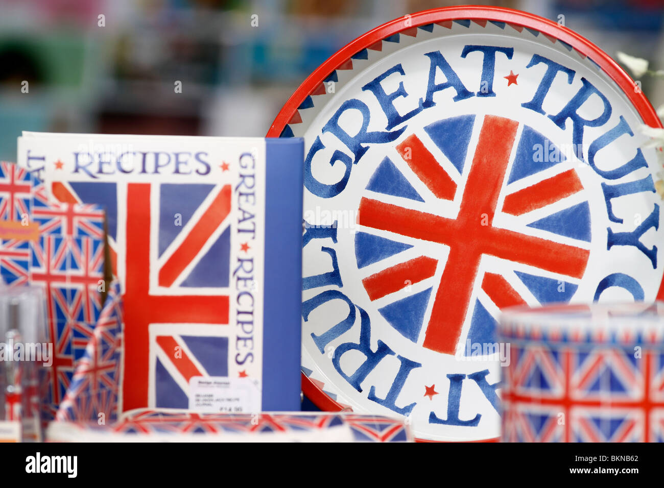 Truly great, recipes, Union Flag emblems Brookfields Garden Centre Stock Photo
